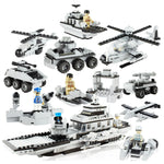 732Pcs Legoings 8 In 1 SWAT for Aircraft Carri Bricks 25 Models Military Ship