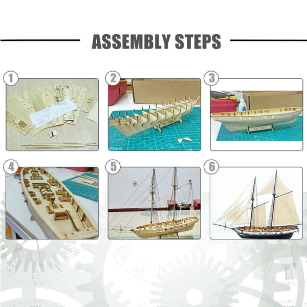 Sailboat Model 380x130x270mm Ship Assembly Model