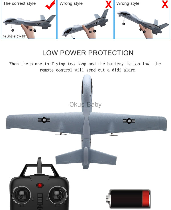 Airplan  20 Minutes Fligt Time 150M Gliders Model with LED Hand Throwing